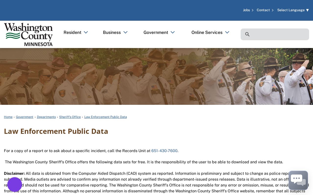 Washington County warrant records public data page describing its limits and exclusions