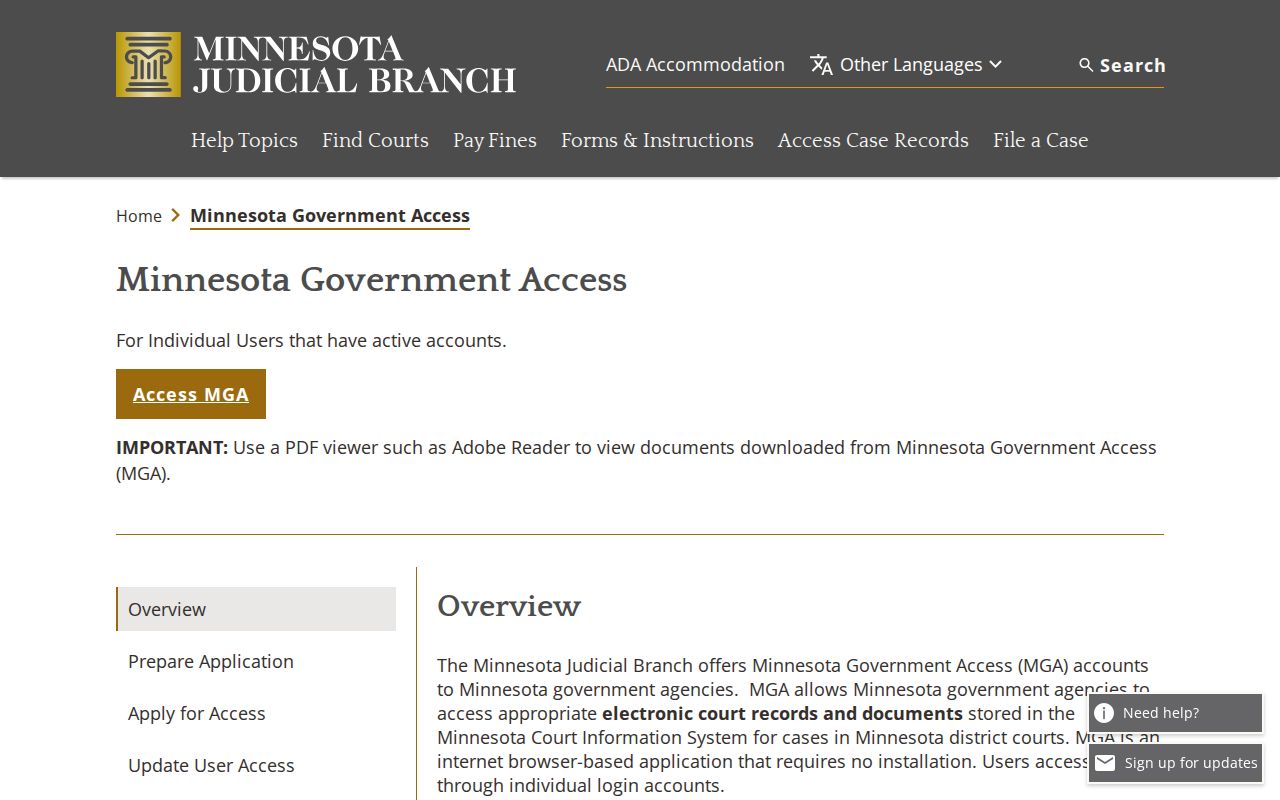 Washington County warrant records agency access page for court accounts that the public cannot use