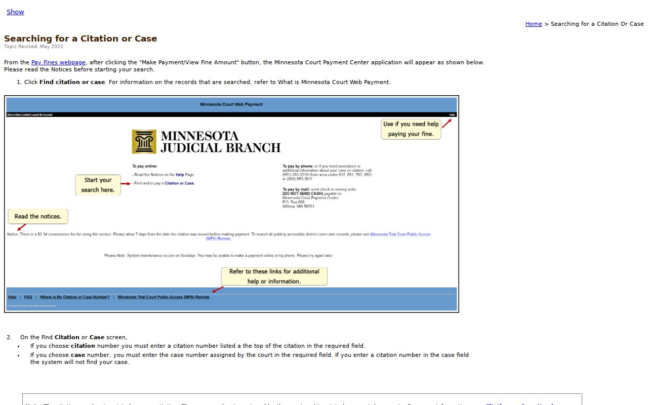 Washington County warrant records citation search page asking for a citation or case number