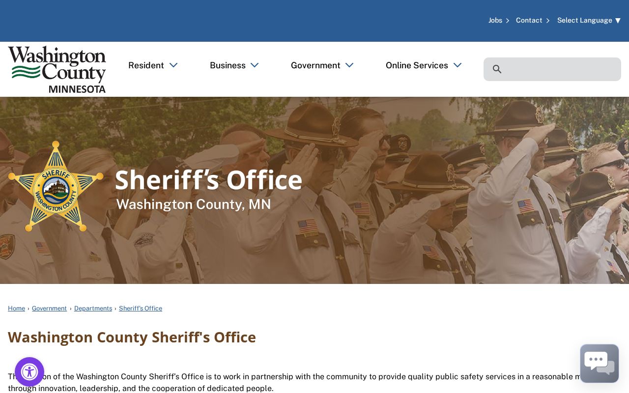 Washington County warrant records contact page listing the Sheriff's Office warrant line and jail numbers
